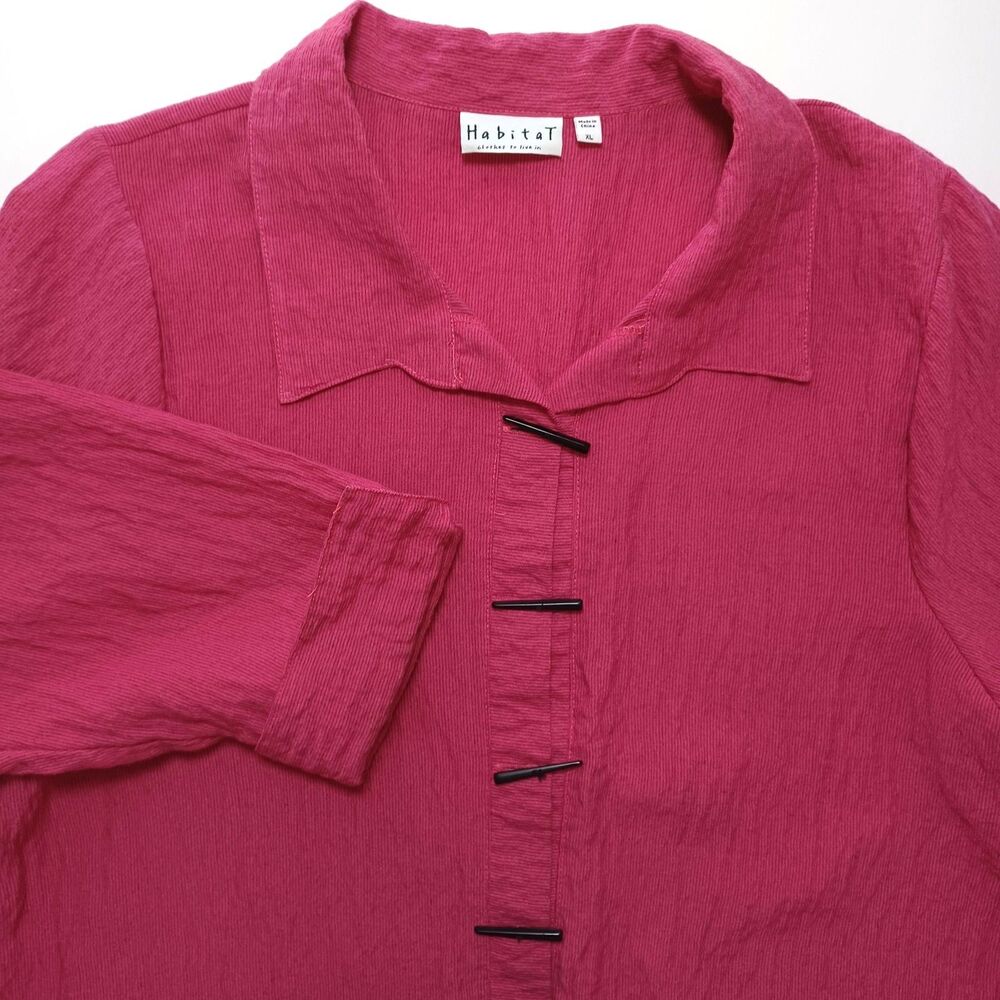 Habitat Clothes to Live In XL Pink Textured‎ Long Sleeve Button Up Casual Top